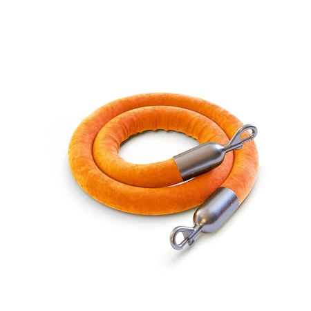 Montour Line Velvet Rope Orange With Satin Stainless Snap Ends 6ft.Cotton Core PVR150-60-OR-SE-SS
